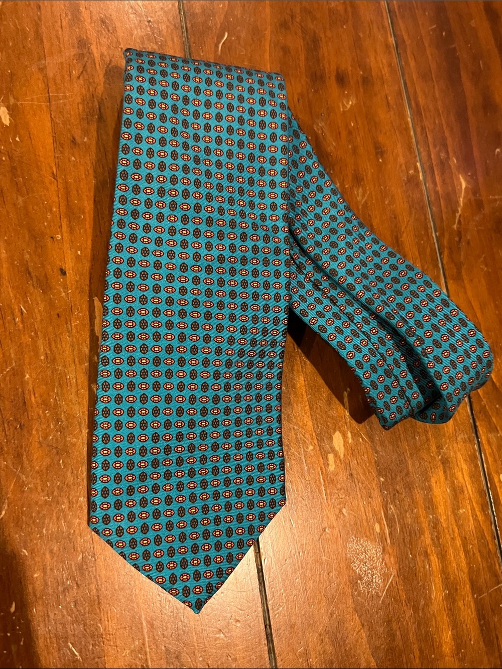 Brooks Brothers Teal and Red printed Silk Tie